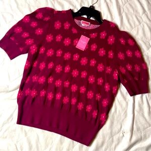 Short sleeve Kate spade sweater wine color w/pink flowers